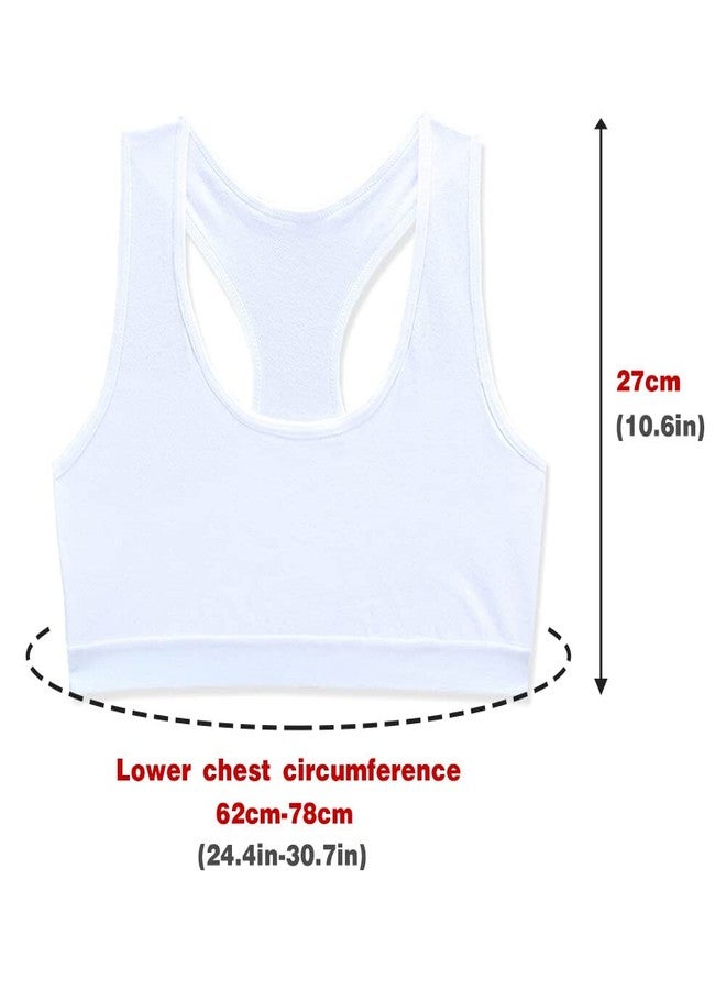 Katutude 4 Pack Girls Unpadded Bra Seamless Breathable Cotton Bra Wireless Lightweight Sports Bras Girls Crop Tops for 9-14 Years Black, Black, Lower Chest Circumference 62-78cm - Image 3