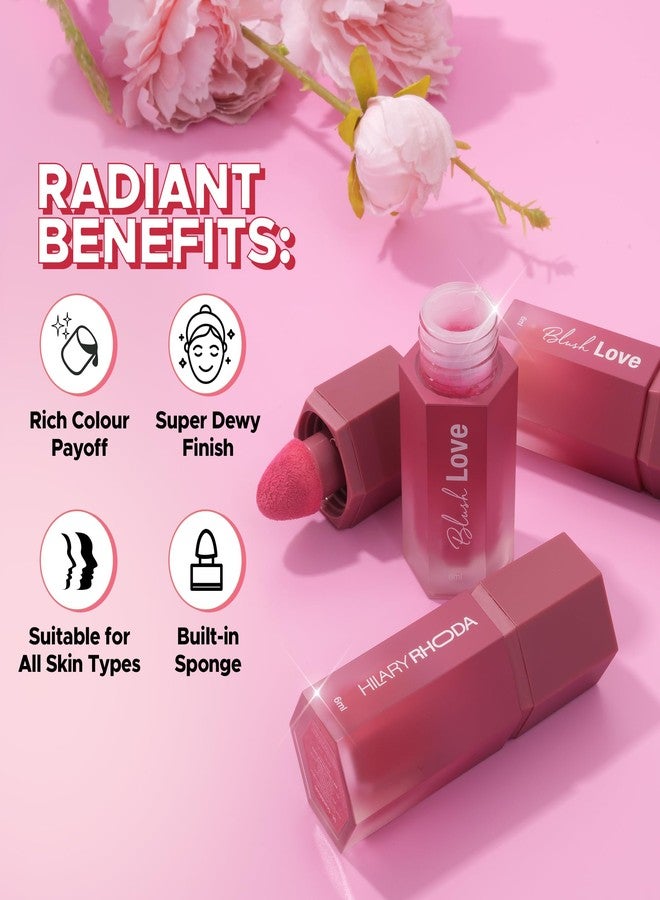 Hilary Rhoda Blush Love Liquid Blush For Women | Highly Pigmented Blush | Super Dewy Finish | Built-in Sponge | Easy to Apply | Available in 6 Shades | Cruelty-free & Vegan | All Day Wear | Buildable Formula & Leak-Proof - 6ml (Scandalous | Shade 06) - Image 5