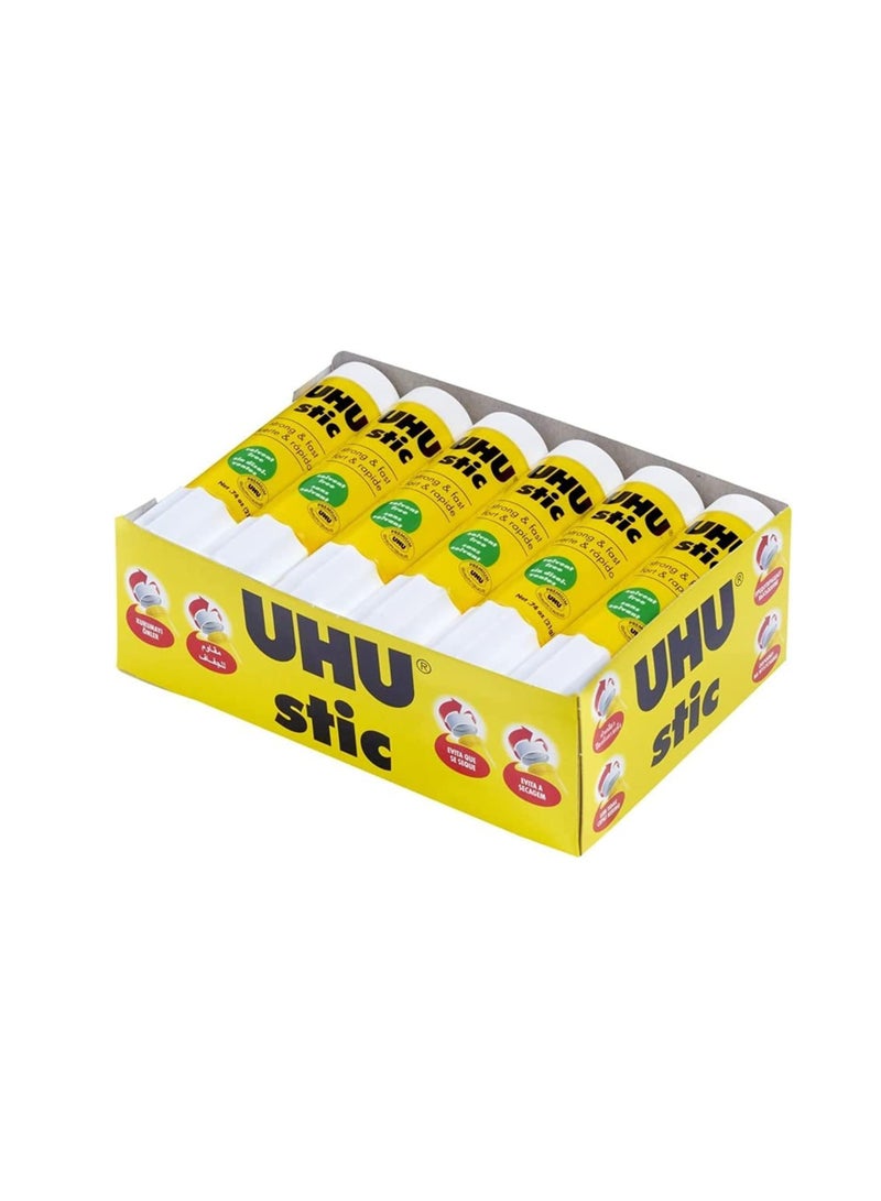 UHU STIC, The Proven Glue Stick - Glues strongly, quickly and permanently, without solvent, 21g, 12pcs, White - Image 1