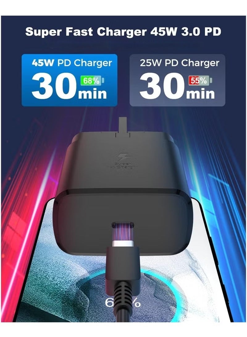 45W USB C Super Fast Charging Charger - Compatible with S24 S23 S22 S21 S20 Ultra, S24+ S23+ S22+ S21+, A53, A15, A 55, A54 - Type C Power Adapter  - Image 4