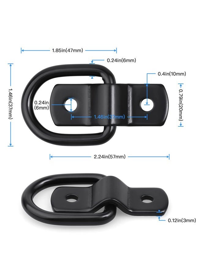 ExcelFu 12 Pack D-Ring Tie Downs, 1/4" D-Rings Anchor Lashing Ring for Loads on Trailers Trucks RV Campers Vans ATV SUV Boats Motorcycles etc Vehicles, Heavy Duty Tie Down Ring with Mounting Bracket - Image 2