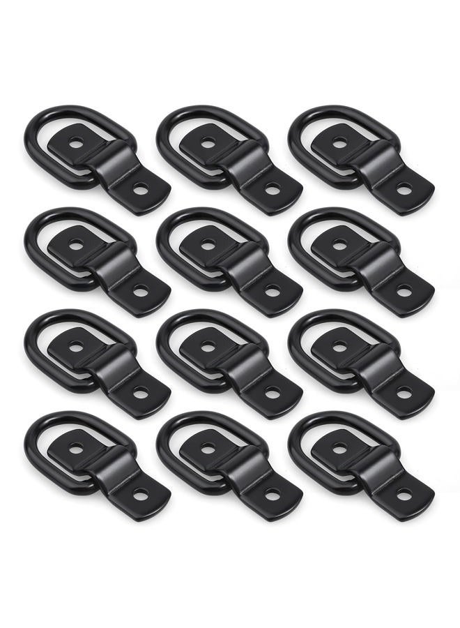 ExcelFu 12 Pack D-Ring Tie Downs, 1/4" D-Rings Anchor Lashing Ring for Loads on Trailers Trucks RV Campers Vans ATV SUV Boats Motorcycles etc Vehicles, Heavy Duty Tie Down Ring with Mounting Bracket - Image 1