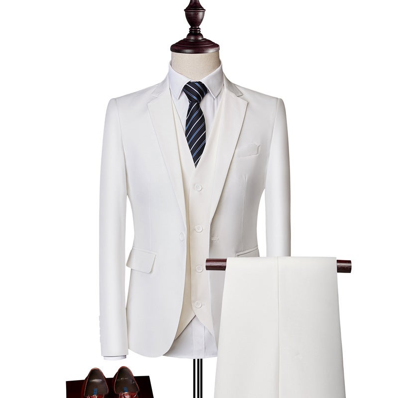 2024 Light Blue Business Casual Suit Men's Suit Suit Three-Piece Work Wedding Slim Dress - Image 3