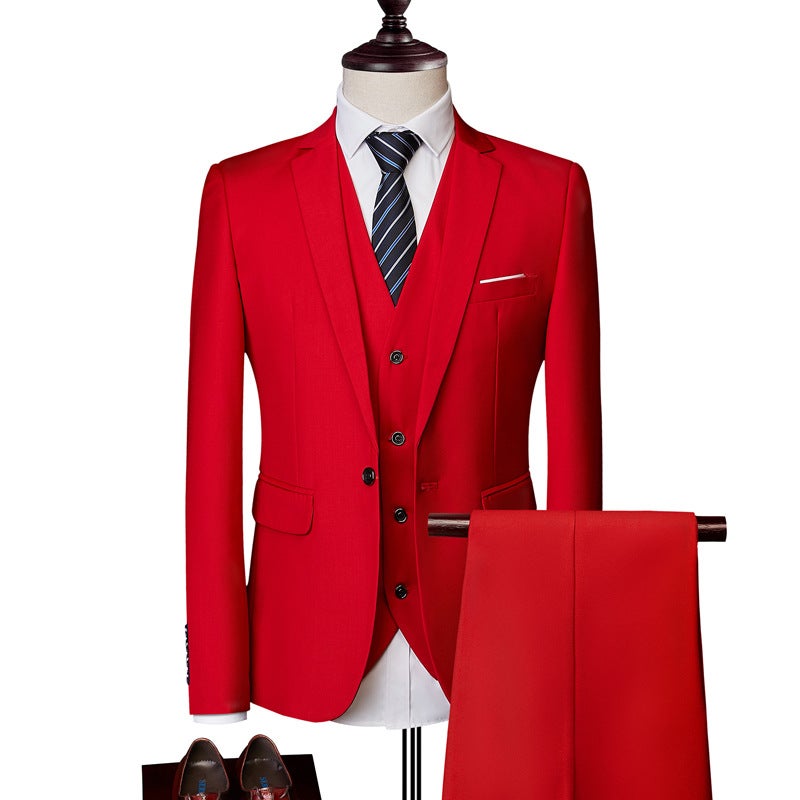 2024 Light Blue Business Casual Suit Men's Suit Suit Three-Piece Work Wedding Slim Dress - Image 5