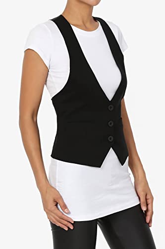 TheMogan Women's Dressy Casual Versatile Tuxedo Fully Lined Suit Vest Waistcoat Black 2X - Image 3