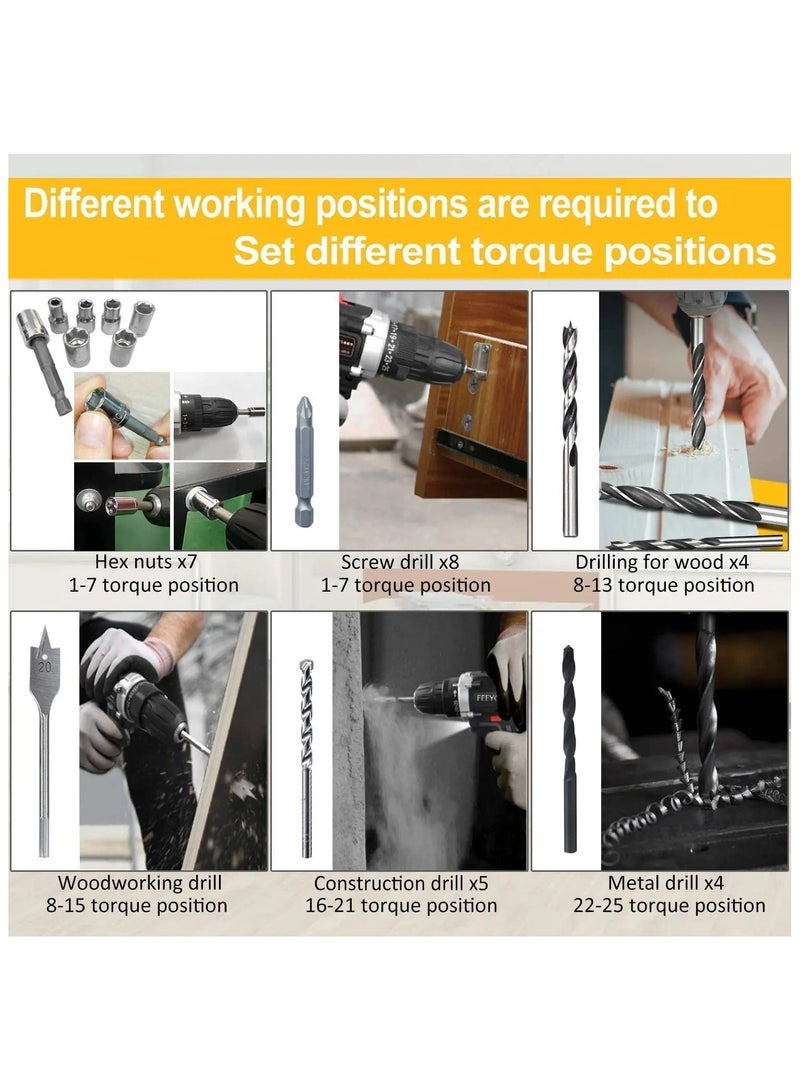 دينكس مجموعات أدوات ومثقاب لاسلكي، أدوات كهربائية، صندوق أدوات مركب، مجموعة أدوات إصلاح منزلية، مفك براغي كهربائي لاسلكي، صندوق أدوات، مجموعة أدوات يدوية منزلية - Image 3