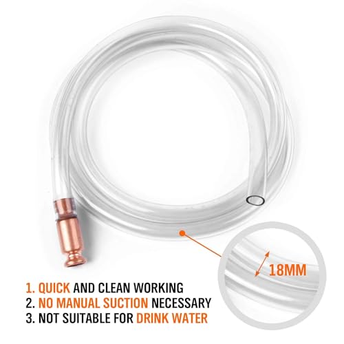 Wadoy Self-Priming Siphon Hose Pump Kit - 6FT 1/2" Valve Liquid Transfer Hose for Gas, Oil, Water, Aquarium, Fuel - Food Grade Silicone Tubing, Universal Fit for Jugs, Barrels, Tanks(2 Pack) - Image 4