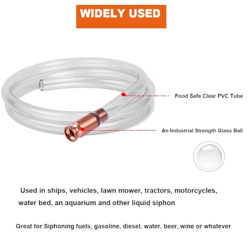 Wadoy Self-Priming Siphon Hose Pump Kit - 6FT 1/2" Valve Liquid Transfer Hose for Gas, Oil, Water, Aquarium, Fuel - Food Grade Silicone Tubing, Universal Fit for Jugs, Barrels, Tanks(2 Pack) - Image 3
