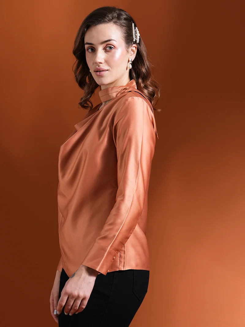 جلو باص بلوزة ساتان نسائية جلوبس