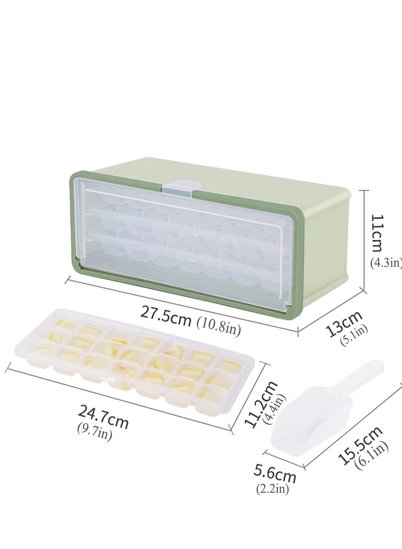 MIXDE 3pcs Ice Cube Trays for Freezer with Lid, Easy Pour Ice Cube Molds with Ice Bucket and Ice Scoop, 2cm Clear Ice Maker, Popsicle Molds - Image 2