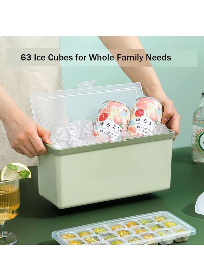 MIXDE 3pcs Ice Cube Trays for Freezer with Lid, Easy Pour Ice Cube Molds with Ice Bucket and Ice Scoop, 2cm Clear Ice Maker, Popsicle Molds - Image 3