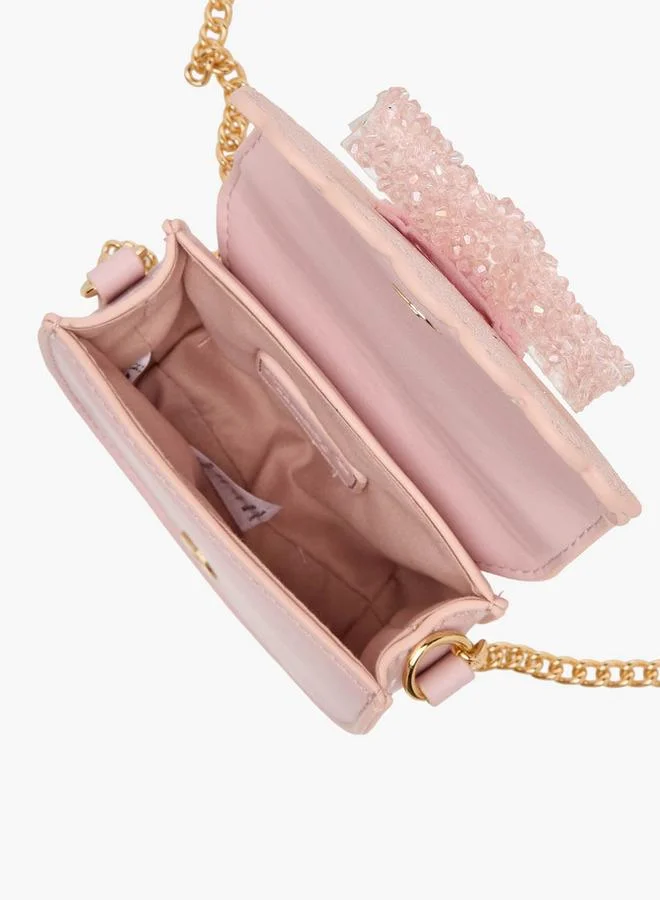 Little Missy PINK Bow Embellished Crossbody Bag with Chain Strap Ramadan Collection for Women | Best Price UAE