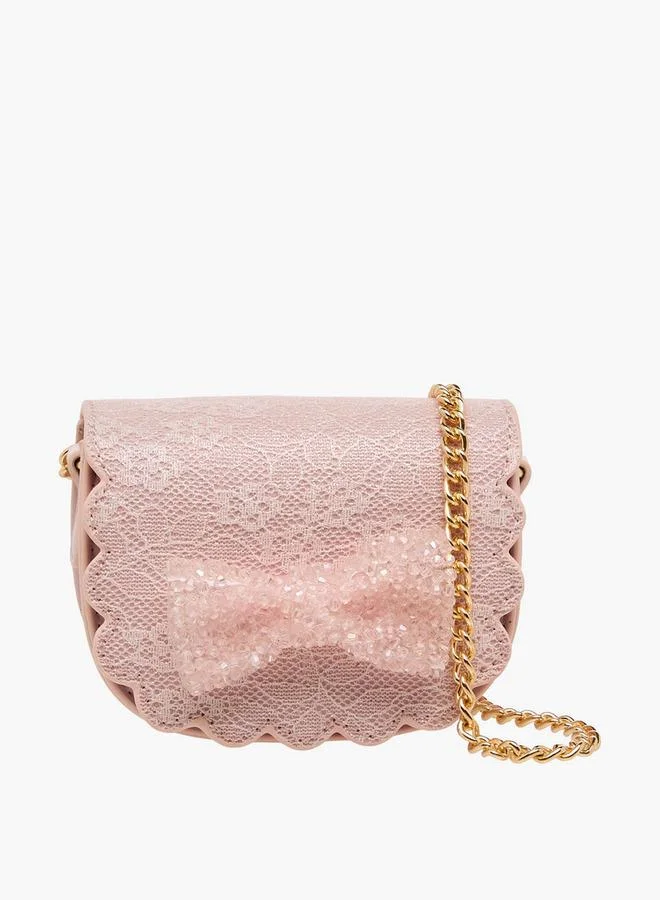 Bow Embellished Crossbody Bag with Chain Strap Ramadan Collection