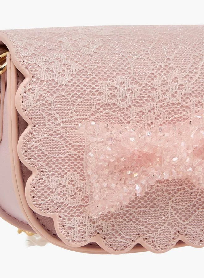 Little Missy PINK Bow Embellished Crossbody Bag with Chain Strap Ramadan Collection for Women | Best Price UAE