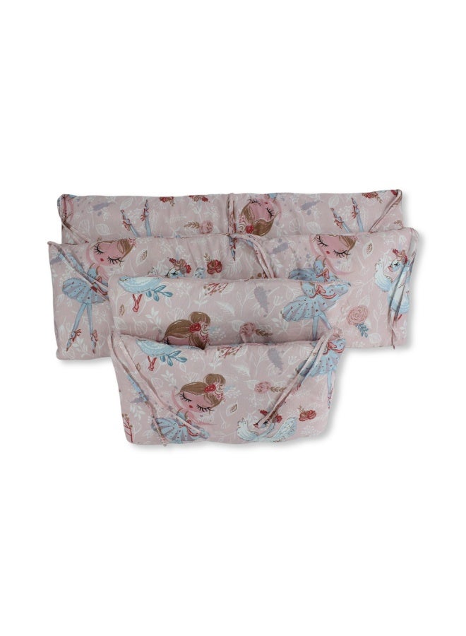 Baby Crib Bumper Set – Pink with Ballerina Print - Image 2