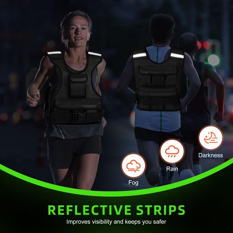 Fitrobust Adjustable Weighted Vest for Women, Customizable 0-18 lbs Strength Training Vest with 10 Removable Sandbag, Breathable Design, Reflective Safety Strips & Multi-Purpose Pockets for Running, Hiking, and Fitness - Image 5