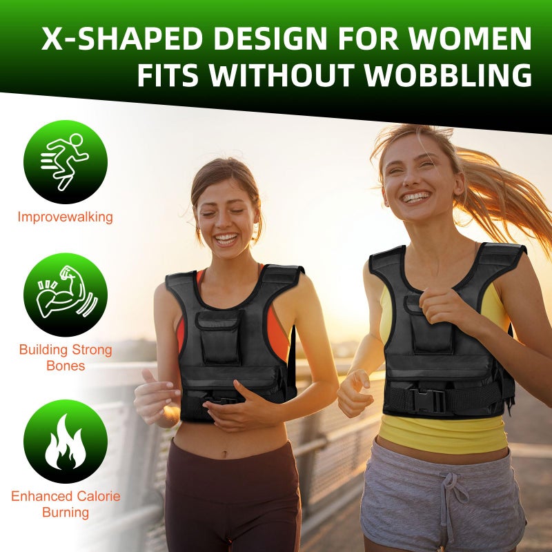 Fitrobust Adjustable Weighted Vest for Women, Customizable 0-18 lbs Strength Training Vest with 10 Removable Sandbag, Breathable Design, Reflective Safety Strips & Multi-Purpose Pockets for Running, Hiking, and Fitness - Image 2