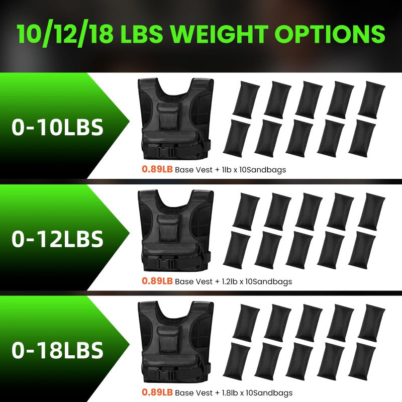 Fitrobust Adjustable Weighted Vest for Women, Customizable 0-18 lbs Strength Training Vest with 10 Removable Sandbag, Breathable Design, Reflective Safety Strips & Multi-Purpose Pockets for Running, Hiking, and Fitness - Image 3