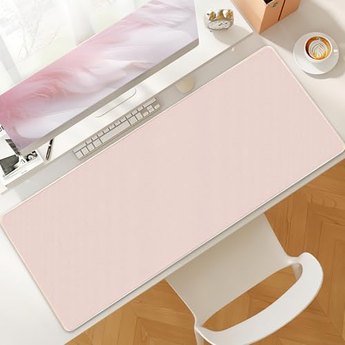 Bloss Desk Mat, Non-Slip Desk Pad Mat Protector, Large Desk Mat for Keyboard and Mouse, Beige Desk Mousepad with Stitched Edges, Keyboard Pad for Gamer, Office(31.5×11.8 Inches) - Image 3
