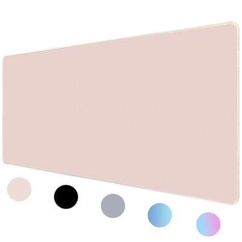 Bloss Desk Mat, Non-Slip Desk Pad Mat Protector, Large Desk Mat for Keyboard and Mouse, Beige Desk Mousepad with Stitched Edges, Keyboard Pad for Gamer, Office(31.5×11.8 Inches) - Image 1