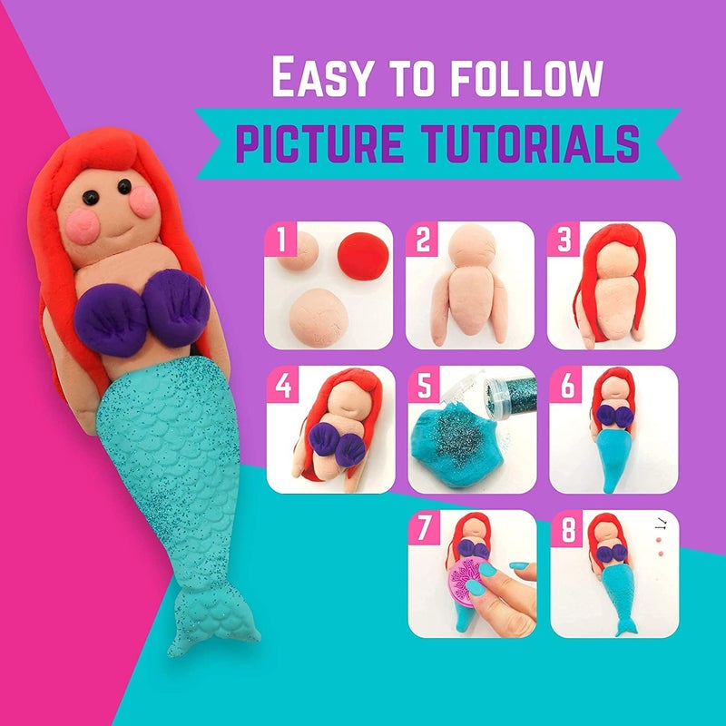 GirlZone Air Dry Clay Ultimate Craft Kit, 100+ Piece Kids Modeling Set, No Baking Required, Arts & Crafts for Girls Age 3+ (Regular Size) - Air Dry Clay Kit for Kids - Image 5