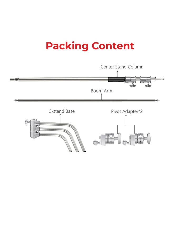 FX Studio 3M Stainless Steel C-Stand with Boom Arm - ER-300C - Image 4