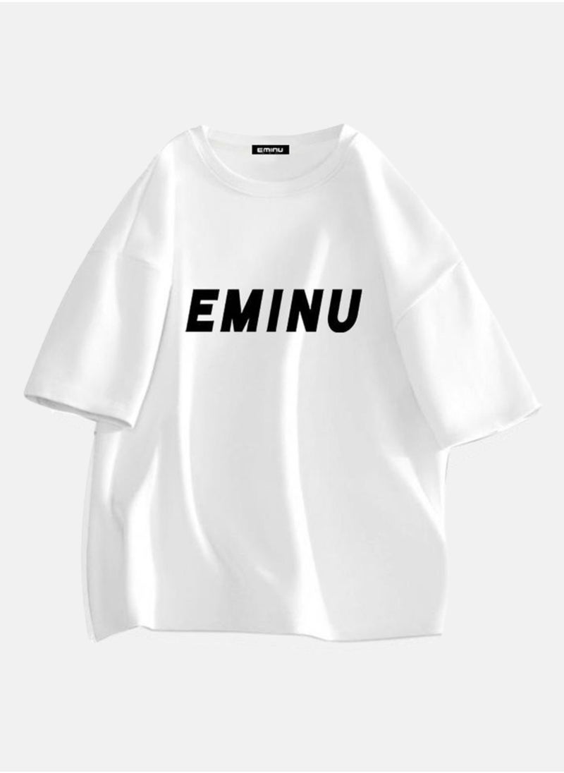 Thirty-One White EMINU Printed Unisex Oversized T-shirt  - Image 1