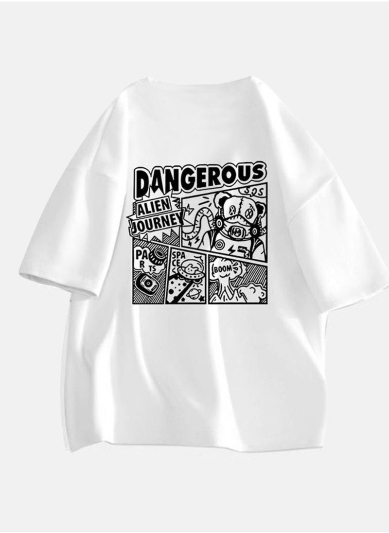 Thirty-One White EMINU Printed Unisex Oversized T-shirt  - Image 2