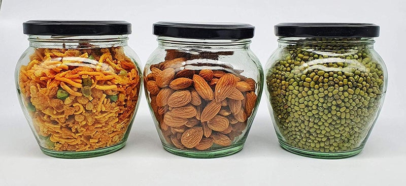 AVMPHD AVMPHD Glass Jar with Air Tight Black Lid for Kitchen Dried Masala Storage JarHoney JarJar and ContainerSpice Masala JarPot Glass MatkaVisible Glass Jar Pack of 12 350ml  - Image 4