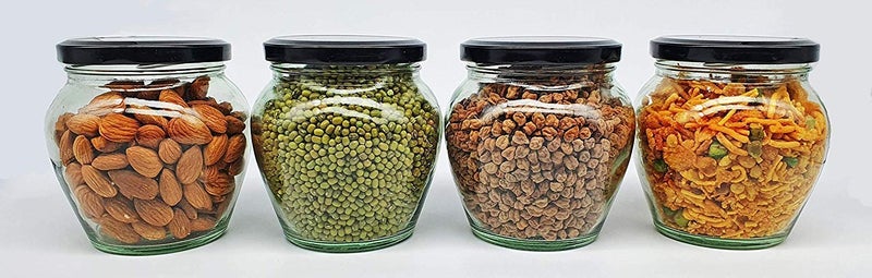 AVMPHD AVMPHD Glass Jar with Air Tight Black Lid for Kitchen Dried Masala Storage JarHoney JarJar and ContainerSpice Masala JarPot Glass MatkaVisible Glass Jar Pack of 12 350ml  - Image 3