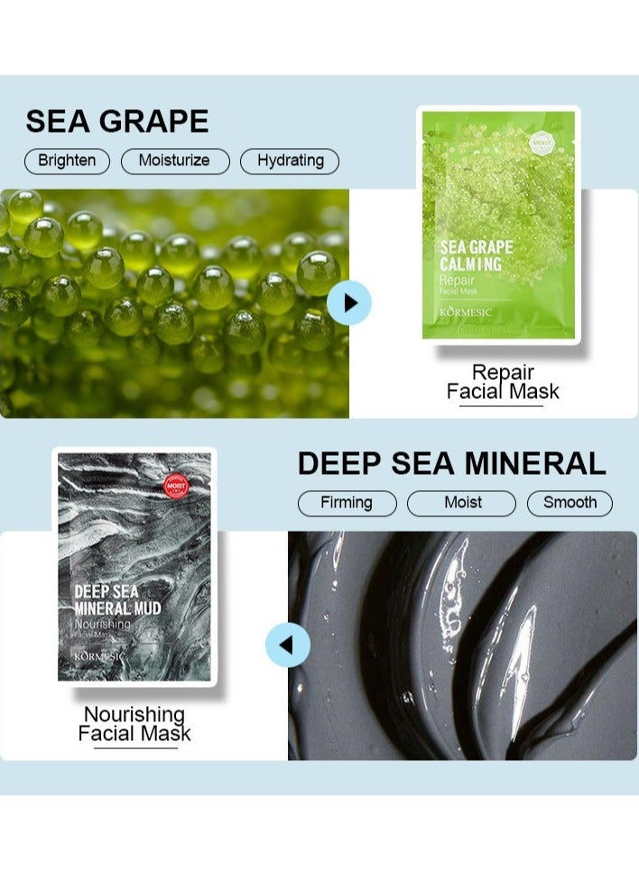 Kormesic قناع العنب البحري 5 قطع، 25 مل لكل قطعة - ترطيب عميق، حماية مضادة للأكسدة، مناسب للعناية اليومية - Image 2