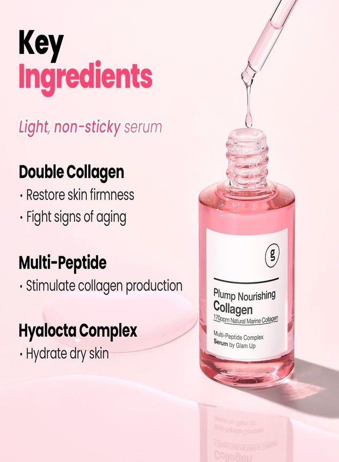 GLAM UP Plump Nourishing Dive in Real Marine Collagen Serum - Anti Aging with Hyaluronic Acid, Lifting,Tightening Skincare, Repair Skin with Peptide Complex Facial Serum 30ml (1.01 Fl Oz) - Image 3