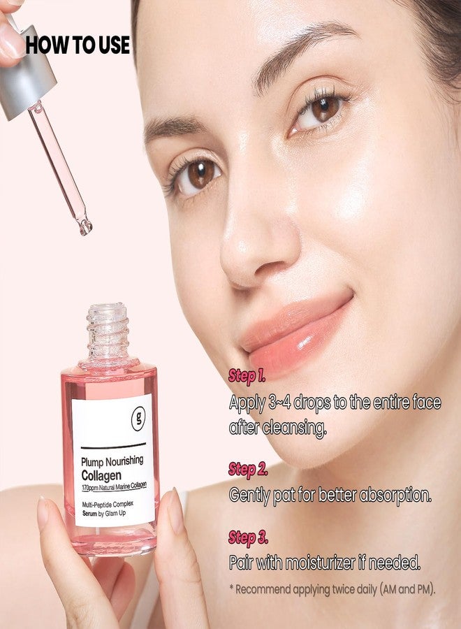 GLAM UP Plump Nourishing Dive in Real Marine Collagen Serum - Anti Aging with Hyaluronic Acid, Lifting,Tightening Skincare, Repair Skin with Peptide Complex Facial Serum 30ml (1.01 Fl Oz) - Image 5