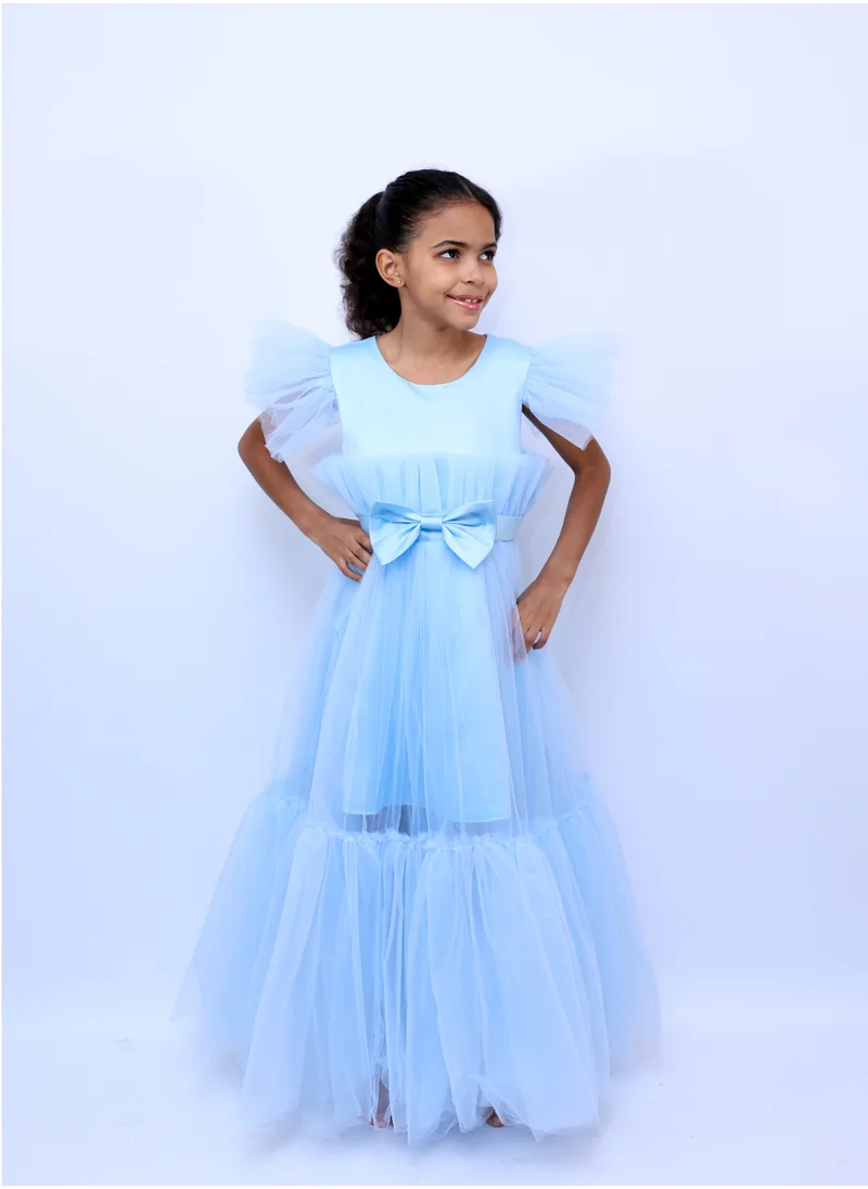 D'Daniela Long Party Dress "Belle" Light Blue Colour