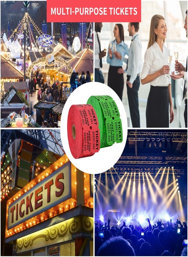 L LIKED 2000 Raffle Tickets Double Rolls 50/50 Stub Tickets with Consecutive Numbers 1000 Pairs per Roll,2 Rolls-Green,Red - Image 5