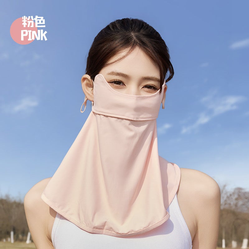 Summer Trendy Sunscreen Mask, Anti-Uv Integrated Neck Protector, Ice Silk High-Value Face Mask, All-Round Sunshade Mask - Image 1