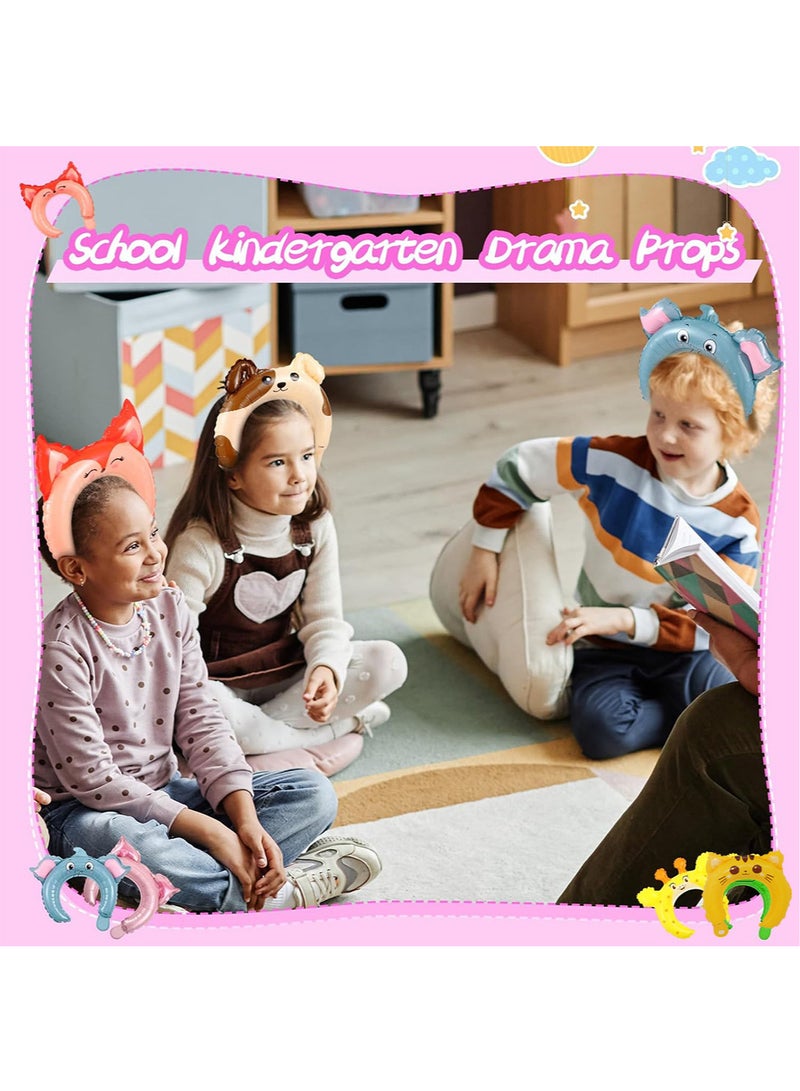 100pcs Assorted Inflatable Cute Zoo Animal Headbands Wildlife Balloon Hair Hoop Balloon Kit Jungle Animals Unicorn for Kids Birthday Party Favors Decorations - Image 4