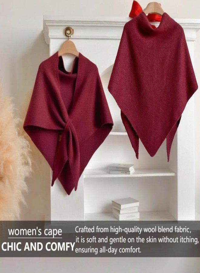 VUFVOID Pashmina Blend Shawl Wraps Women Knitted Shawls and Wraps Cardigan Cape Cashmere Shoulder Top Sweater Shawl Scarf travel scarf (Wine red, 75 * 50) - Image 2