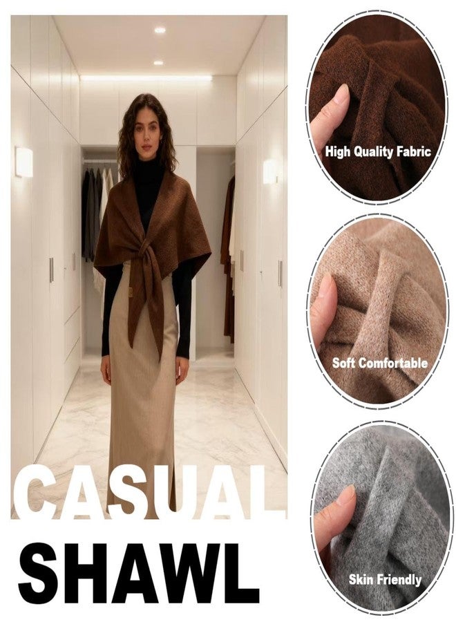 VUFVOID Pashmina Blend Shawl Wraps Women Knitted Shawls and Wraps Cardigan Cape Cashmere Shoulder Top Sweater Shawl Scarf travel scarf (Wine red, 75 * 50) - Image 5