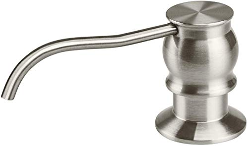 Samodra Kitchen Sink Soap/Lotion Dispenser, Brass Pump Head Brushed Nickel 12 OZ Bottle Built in Design Refill from The Top for Granite Thick Deck Installs - Image 1