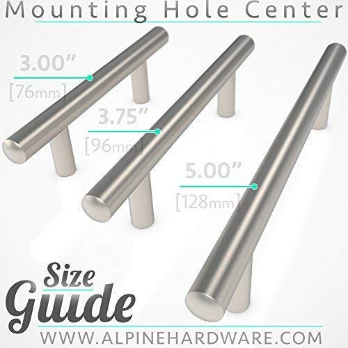 ALPINE HARDWARE Premium Solid Euro Style Bar Handle Pull-25Pack -5 In Hole Center & 7 1/2 In Length-Heavy Stainless Steel Bar Handle Pull W/ a Matte Nickel Finish-American Owned Cabinet Hardware - Image 4