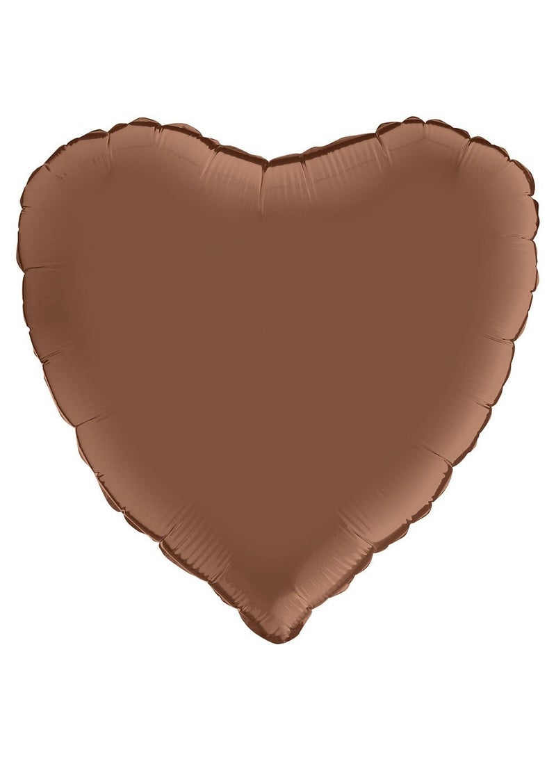 Heart Shaped Foil Balloon Satin Brown 46cm