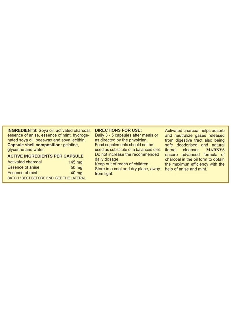 MARNYS Marnys Acticol - Activated Charcoal with Mint & Anise - Natural Digestive Relief - Bloating & Gas Reduction - 30 Capsules - Image 3