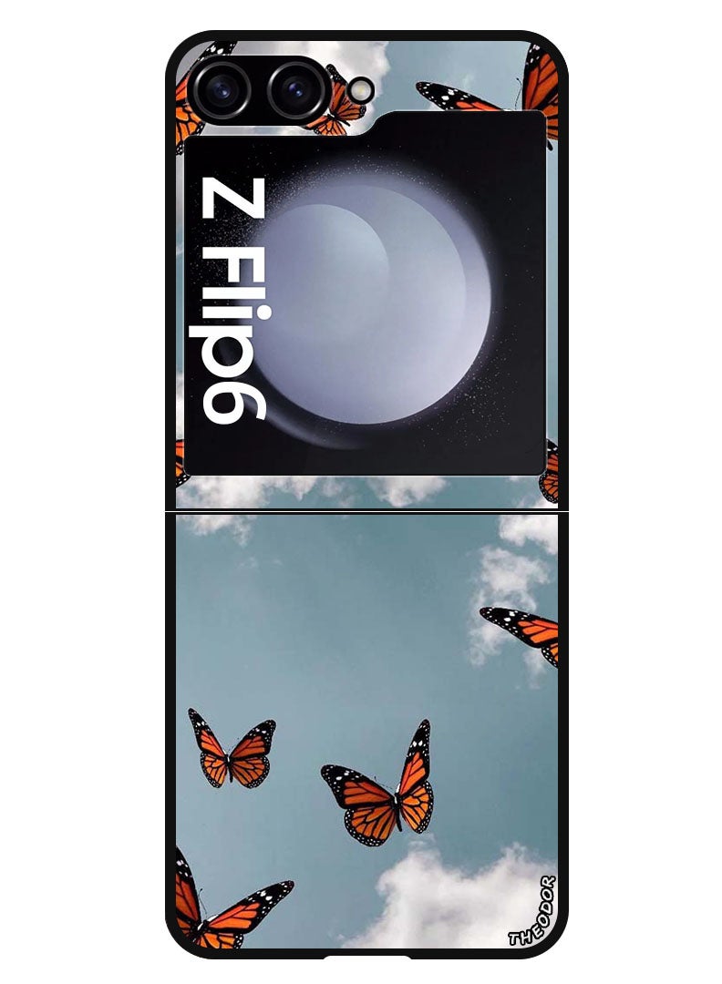 Theodor Protective Case Anti Scratch Shock Proof Bumper Cover For Samsung Galaxy Z Flip 6 Butterfies - Image 1