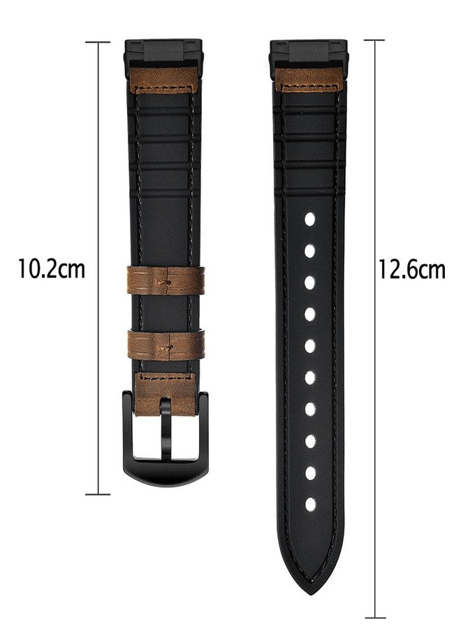 Abanen for Fitbit Versa 4/Sense 2 Watch Bands,Genuine Leather Silicone Hybrid Men Wristband Strap with Stainless Steel Clasp for Fitbit Sense 2 (Brown) - Image 5