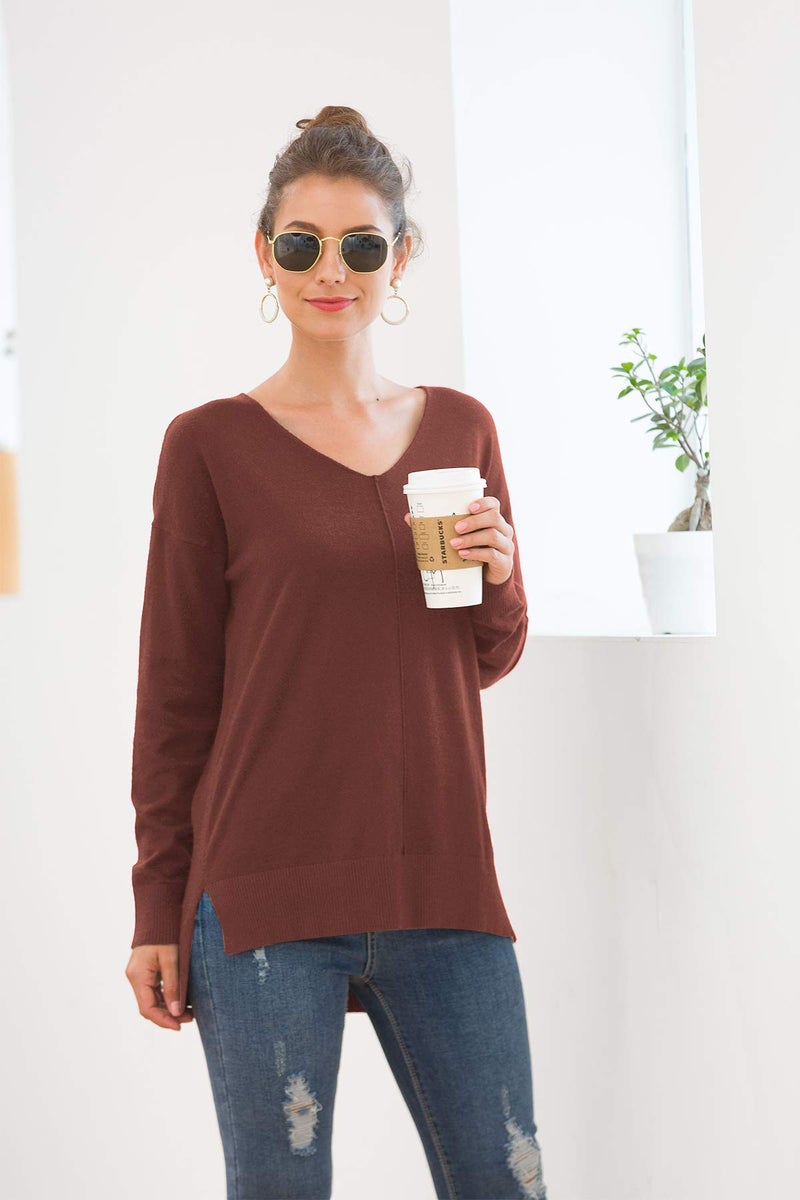 Jouica Women's V-Neckline Long Sleeves Knitted Sweaters and Pullovers Tops for Women,Manue,Medium - Image 2