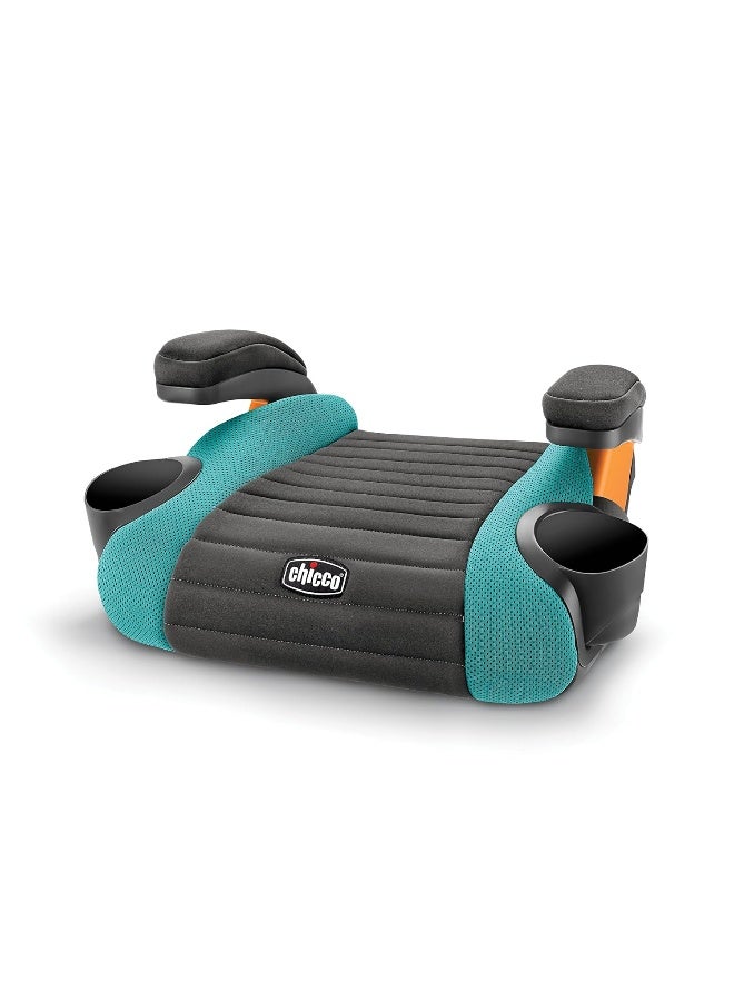 Chicco مقعد سيارة Chicco GoFit المعزز بدون ظهر بدون تثبيت، مقعد معزز للسفر للسيارة، مقعد معزز محمول للأطفال من 40-110 رطل، قطرة المطر/أزرق - Image 1