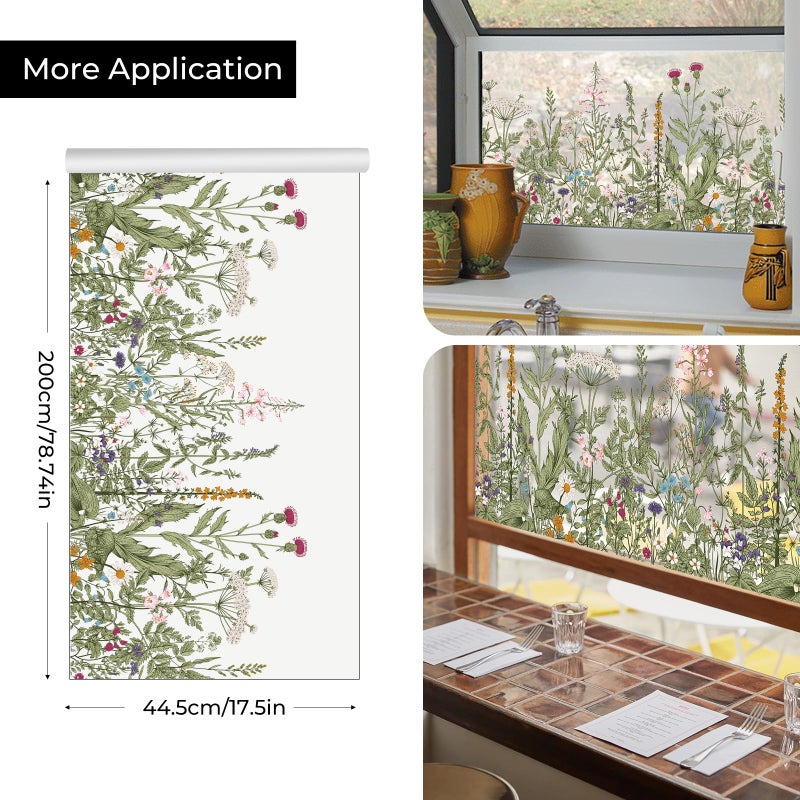 ADD.HERES Window Privacy Film,Colorful Floral Window Stickers,Removable DIY Bouquet Static Clings, Decals for Home School Office Party Supplies, Wildflower Reverieâ€Œ, 17.5 x 78.7 in - Image 2