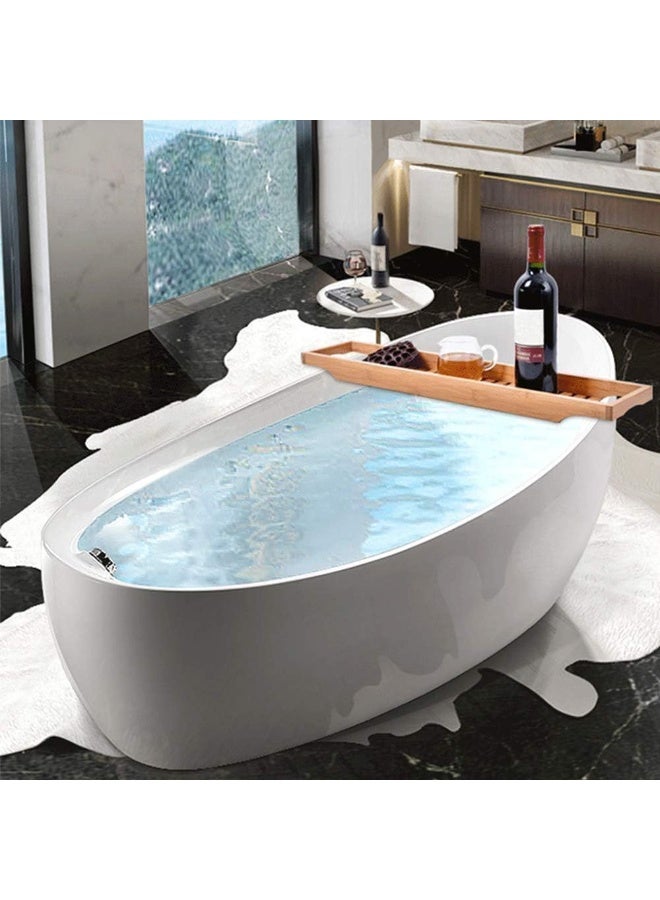 Harmony Home صينية حوض الاستحمام من هارموني هوم من الخيزران - منظم قابل للتوسيع فوق الحوض مع حامل كأس النبيذ، حامل آيباد وكتاب - صينية حمام خشبية لتجربة سبا منزلية مريحة - Image 2