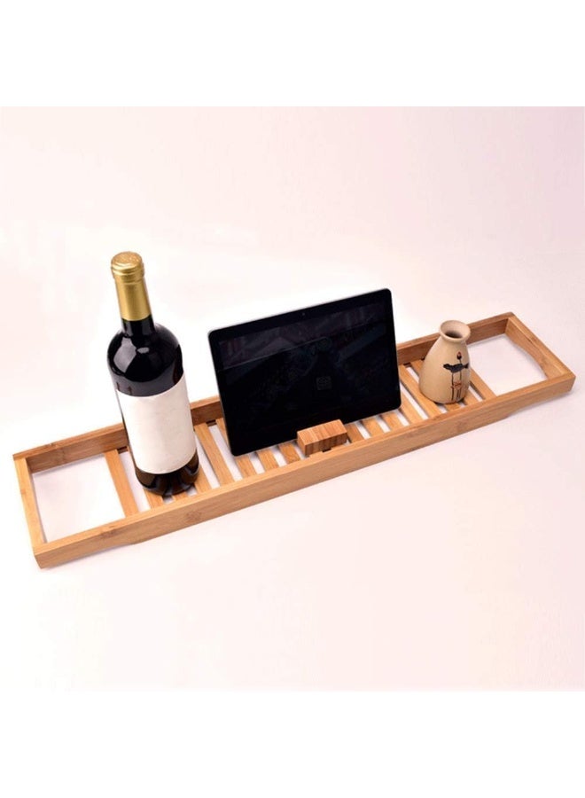 Harmony Home صينية حوض الاستحمام من هارموني هوم من الخيزران - منظم قابل للتوسيع فوق الحوض مع حامل كأس النبيذ، حامل آيباد وكتاب - صينية حمام خشبية لتجربة سبا منزلية مريحة - Image 3